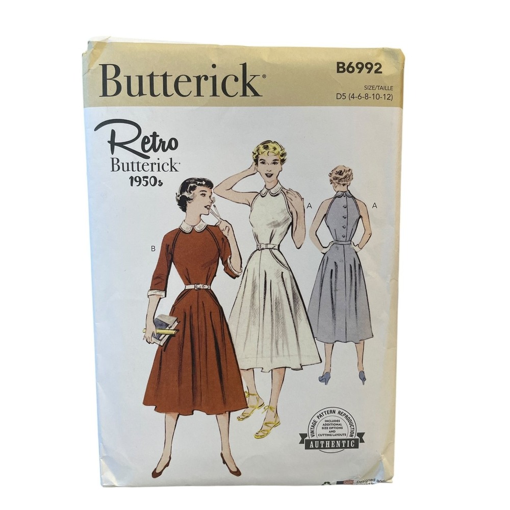 Butterick B6992 Misses' Retro 1950s Dress Sewing Pattern Size 4-12